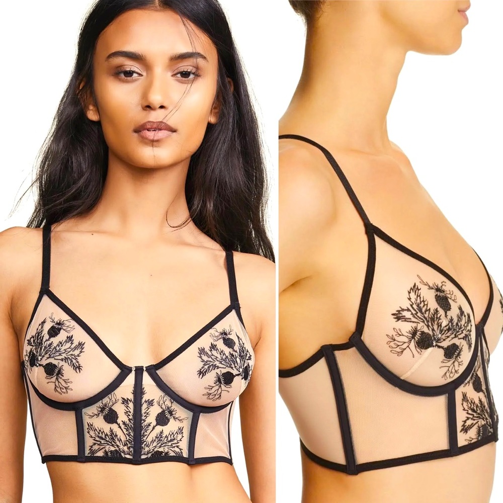 Verona Embroidered Longline Bra Lace Thistle and Spire 34A
